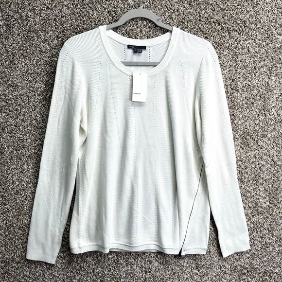 Vince Sweater Women's Large White Side Zip Crewneck Pullover NWT - Picture 1 of 8